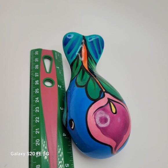 Mexican Pottery Whale Hand Painted Blue - Picture 7 of 8